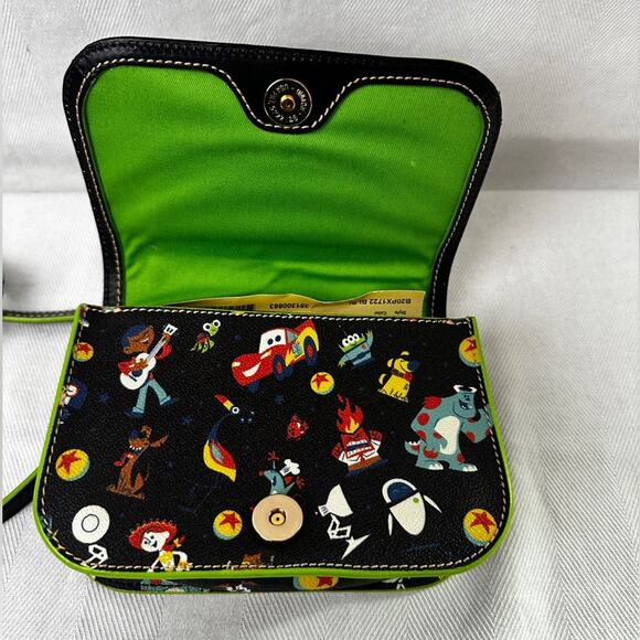 Dooney & Bourke 2020 Disney Pixar Black Crossbody Bag with Colorful Characters - Picture 5 of 9